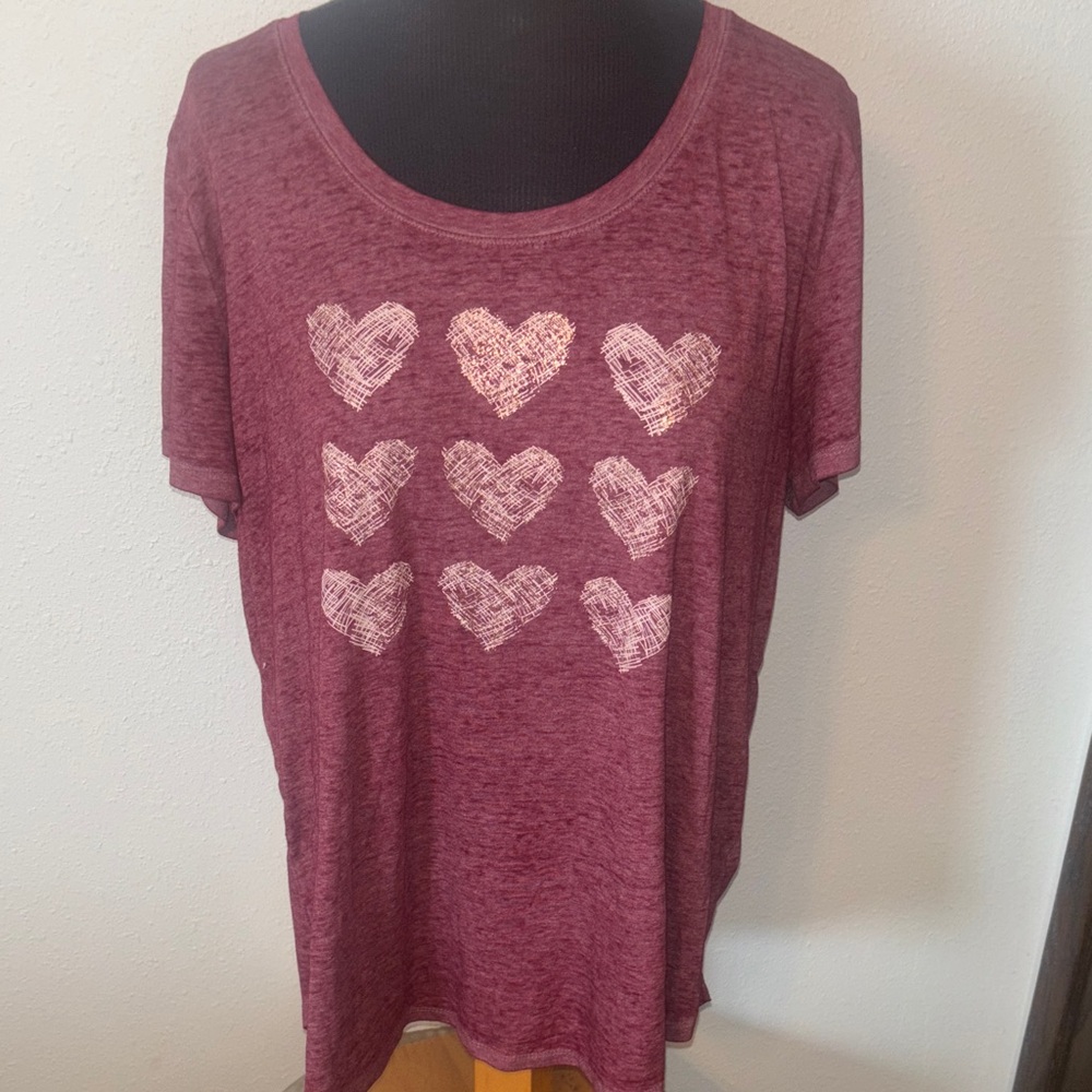 Maurices Metallic Heart T-Shirt size XXL